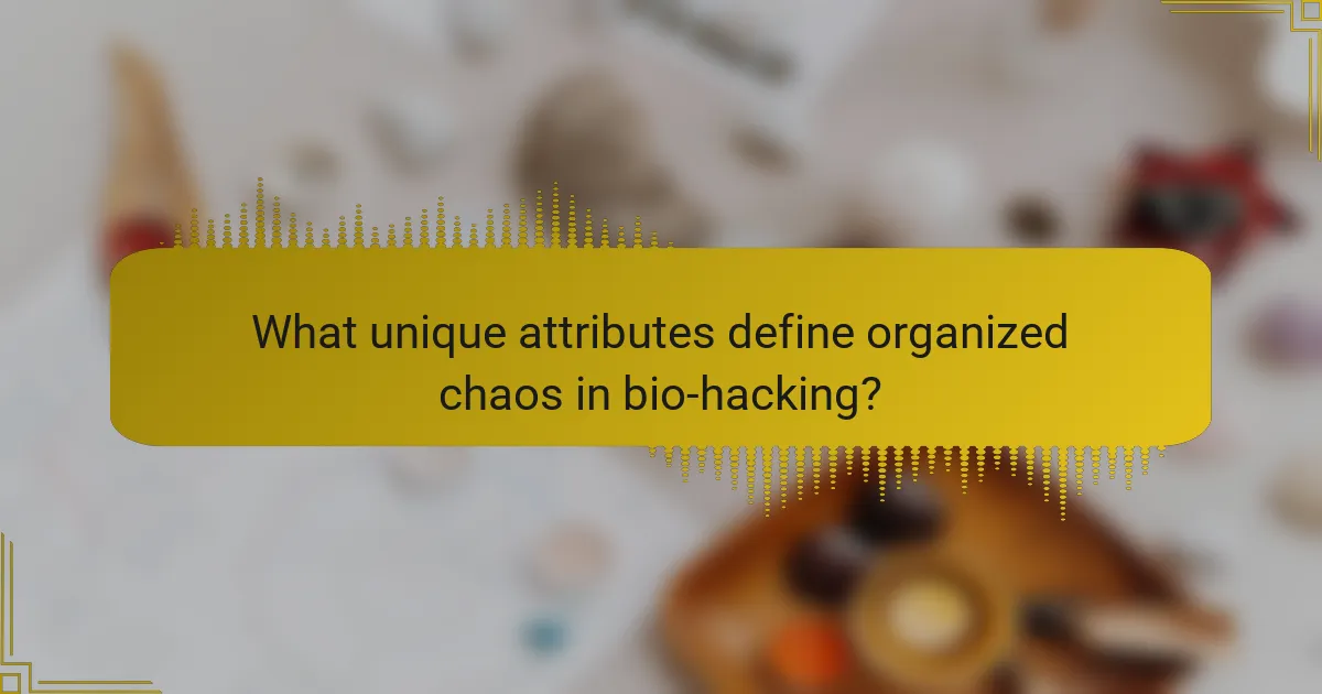 What unique attributes define organized chaos in bio-hacking?